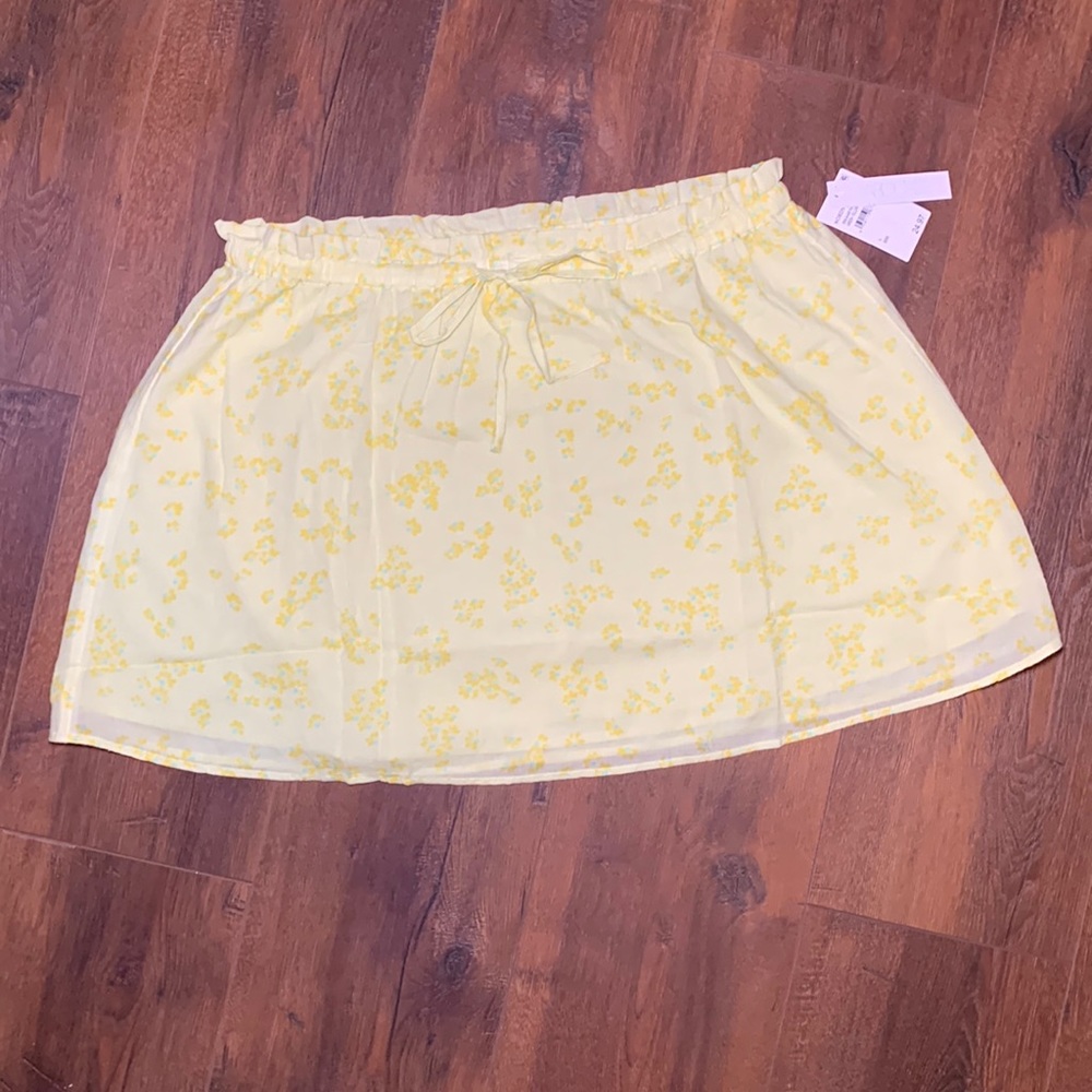 NWT Abound Floral Skirt 100% Cotton Yellow & Green